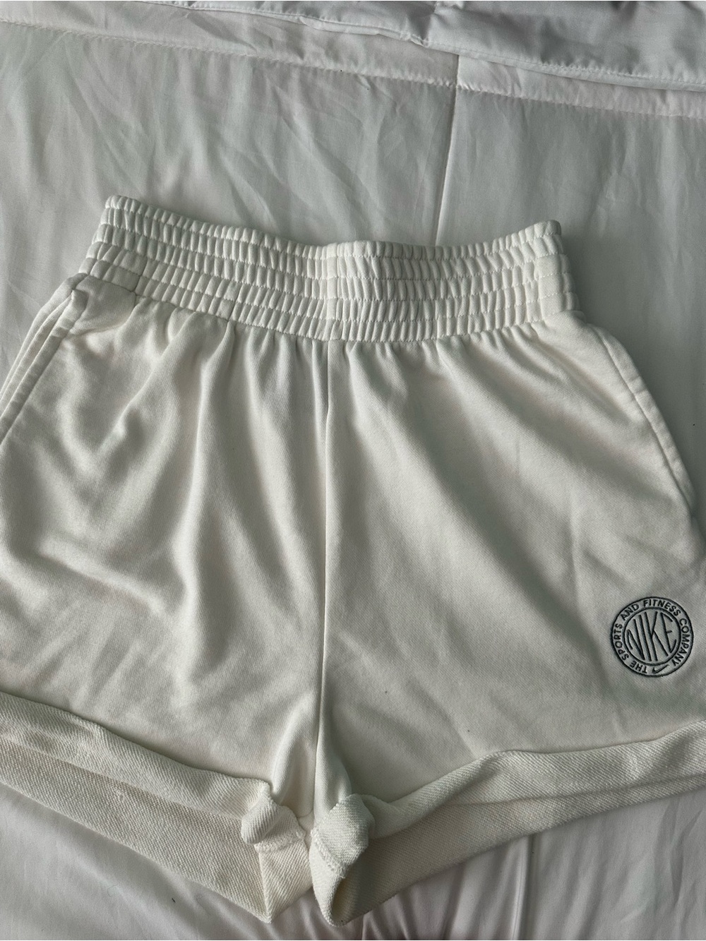 Nike Women's White Elastic-Waist Athletic Shorts